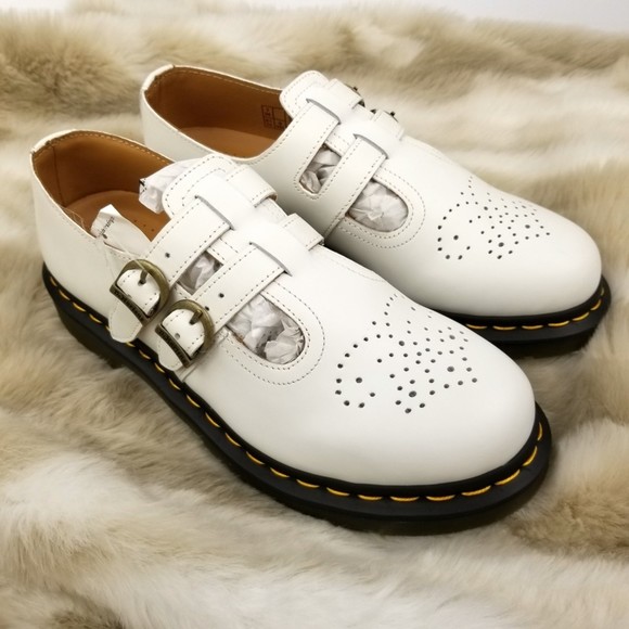 Dr. Martens Shoes - Dr. Martens 8065 White Smooth Leather Mary Jane Shoes